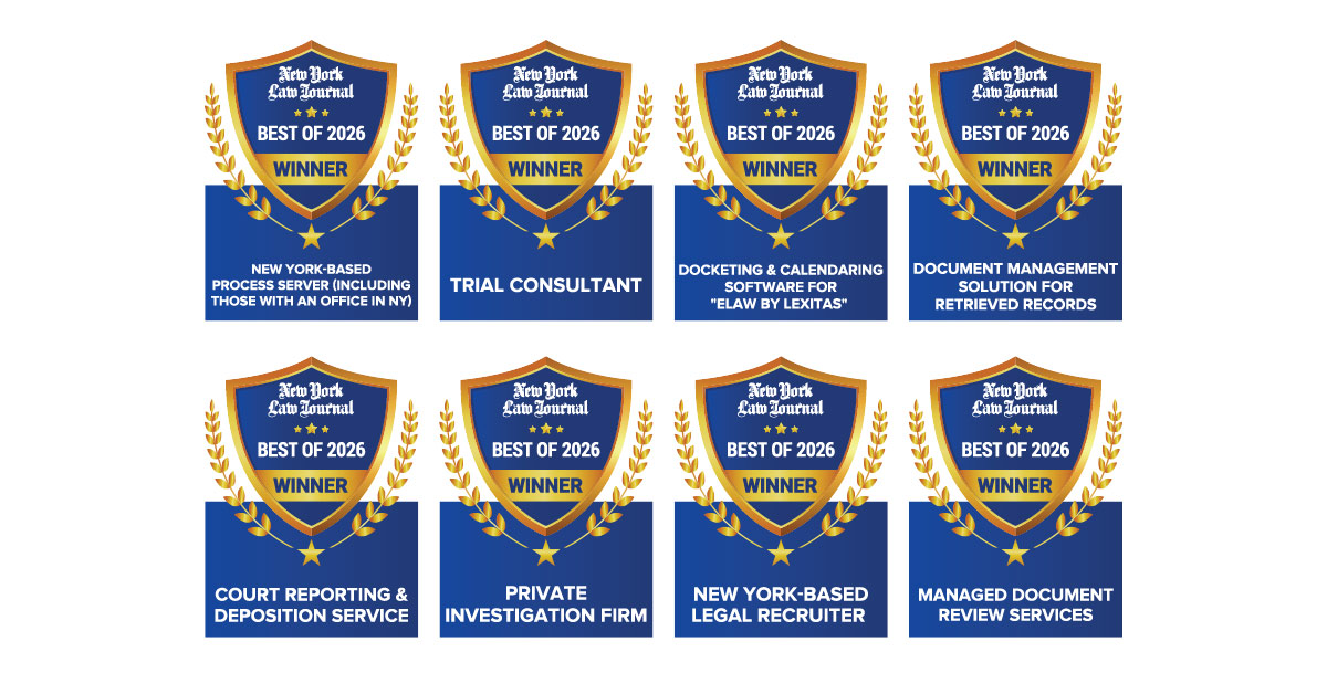 Lexitas Sweeps New York Law Journal’s 2026 “Best Of” Awards